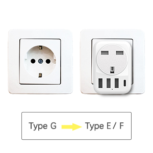 UK to EU Plug with 2Adapter