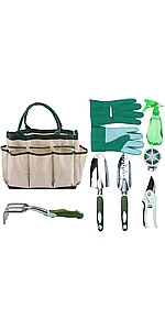 8pc Gardening Hand Tool Kit Set with Bag