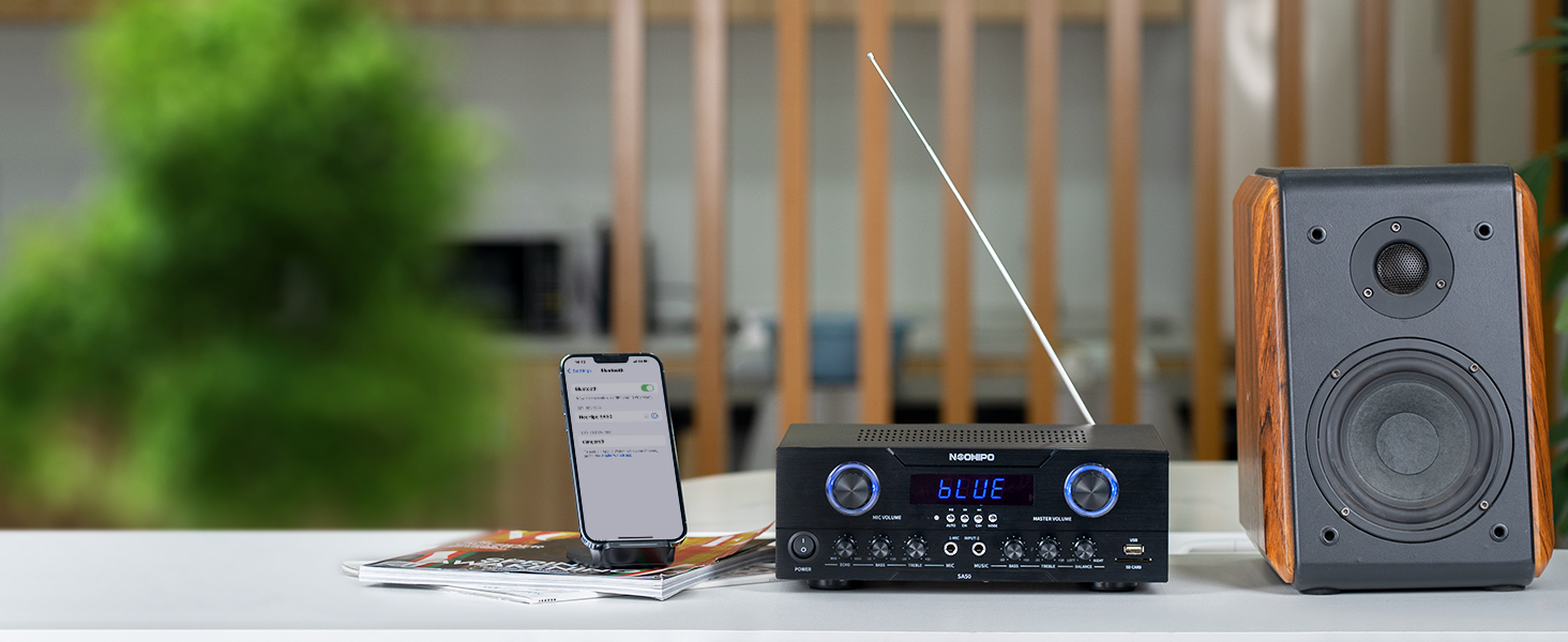 NEOHIPO Bluetooth Audio Amplifier 2.1 Channel Stereo Power Amp 300W