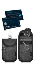 2 X Faraday Pouches Grey & 2 x RFID Cards