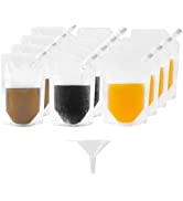 12 Pack Drink Pouches for Festivals, Reusable Pouches Liquor Flasks with Spout and Funnel, Plasti...