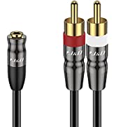J&D 3.5 mm to Dual RCA Audio Cable, Heavy Duty 3.5mm Male to 2 RCA Female Gold Plated Copper Shel...