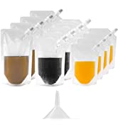 12 Pack Drink Pouches for Festivals, Reusable Pouches Liquor Flasks with Spout and Funnel, Plasti...