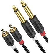 J&D 3.5mm to Dual 1/4 TS Stereo Breakout Cable, Gold Plated Audiowave Series 3.5mm 1/8 inch TRS F...