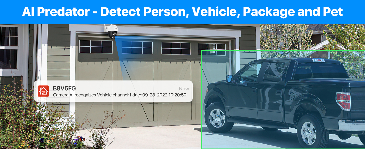 wifi Security Camera Outdoor with vehicle detection