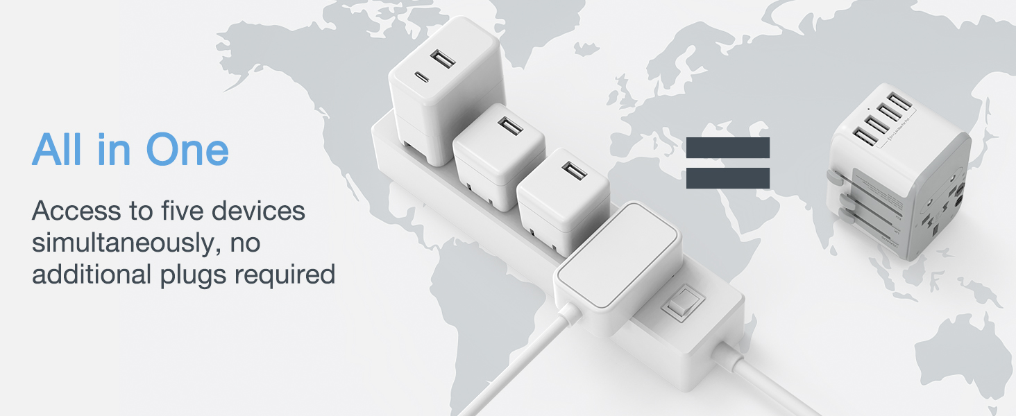 TESSAN travel plug adapter worldwide all in one design Built in EU, UK, AU, US plug