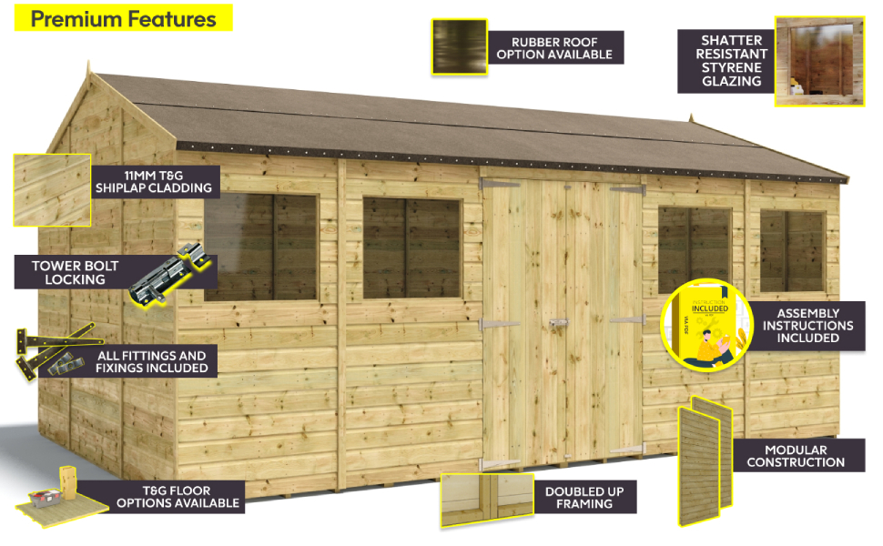 Project Timber Hobbyist Apex Garden Wooden Shed Features