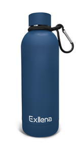 Dark blue water bottles