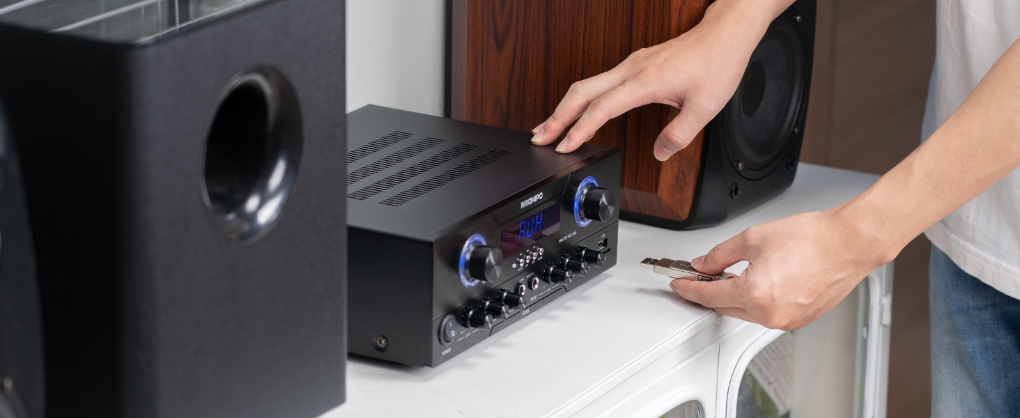 NEOHIPO Bluetooth Audio Amplifier 2.1 Channel Stereo Power Amp 300W