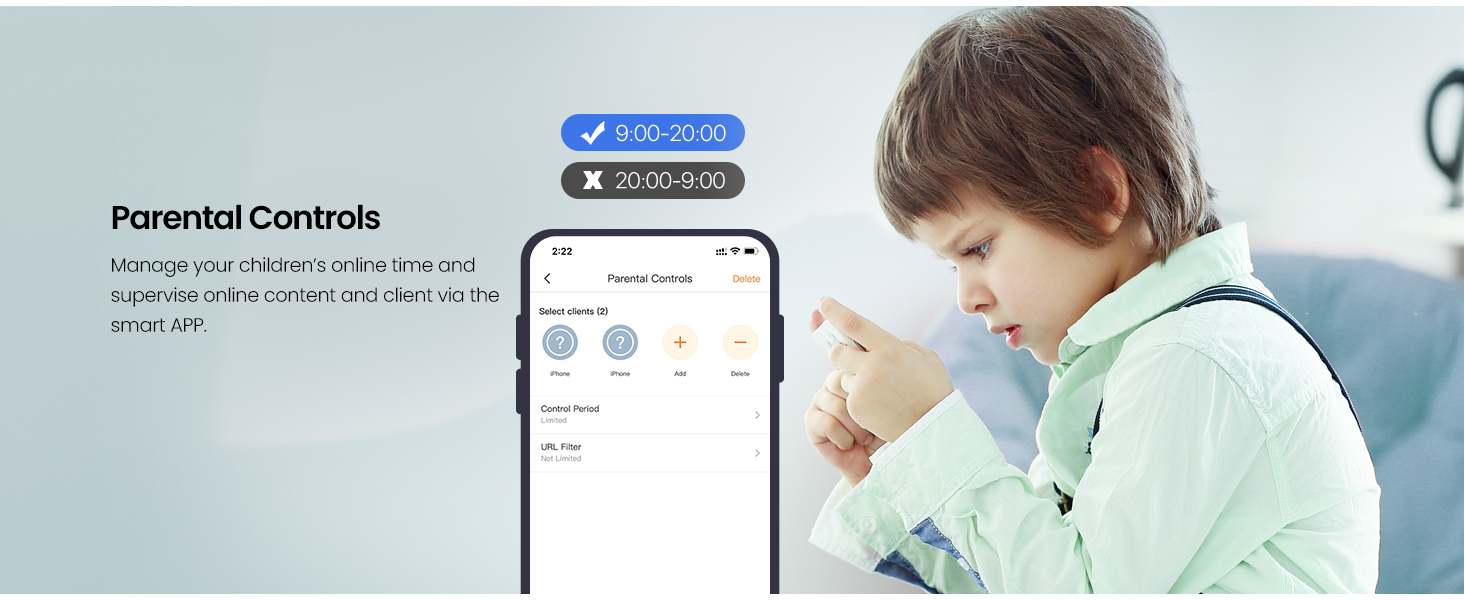 Parental Controls Manage your children’s online time、supervise online content and client