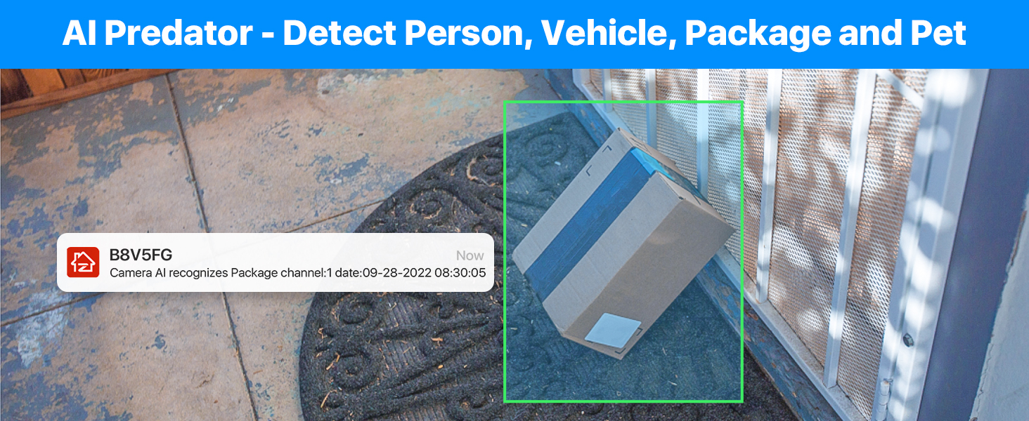 home security camera wireless camera with package detection