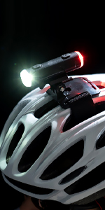 Bicycle helmet light with front and rear lights