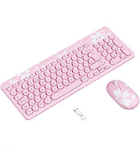 Wireless Keyboard Mouse Combo Pink