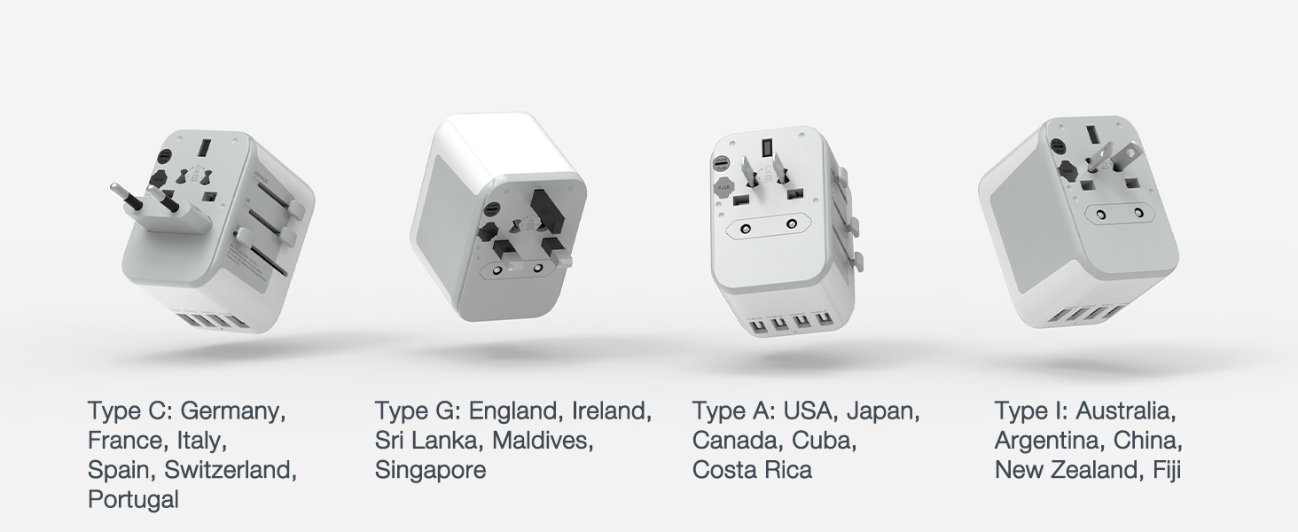 Universal travel adapter worldwide fit for over 224 countries