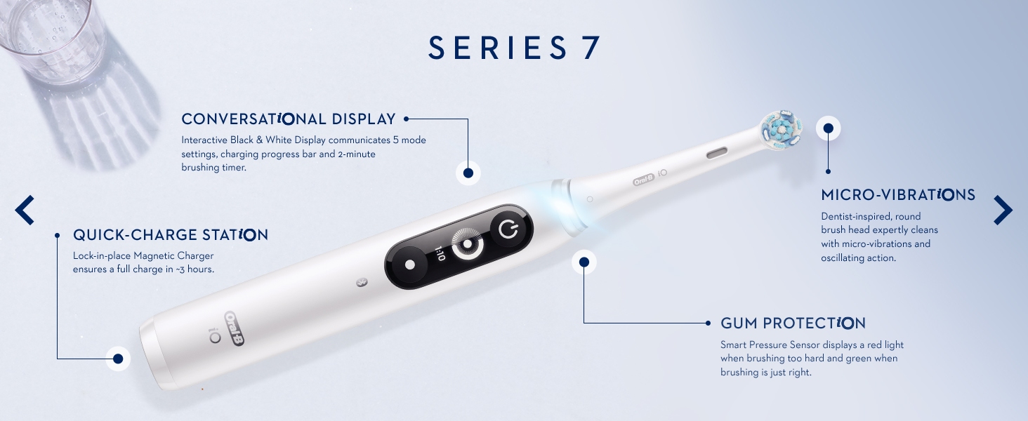 Oral-b iO7 Conversational display, quick charge, micro vibrations & gum protection