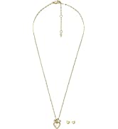 Fossil JF04246SET Women's Set I Heart You Necklace Earrings Mother of Pearl White, Total Length: ...