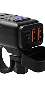 motorcycle phone charger with 2 usb ports