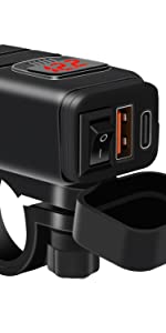 motorcycle phone charger with usb and type-c port