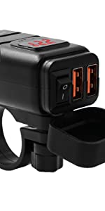 motorcycle phone charger with 2 usb ports