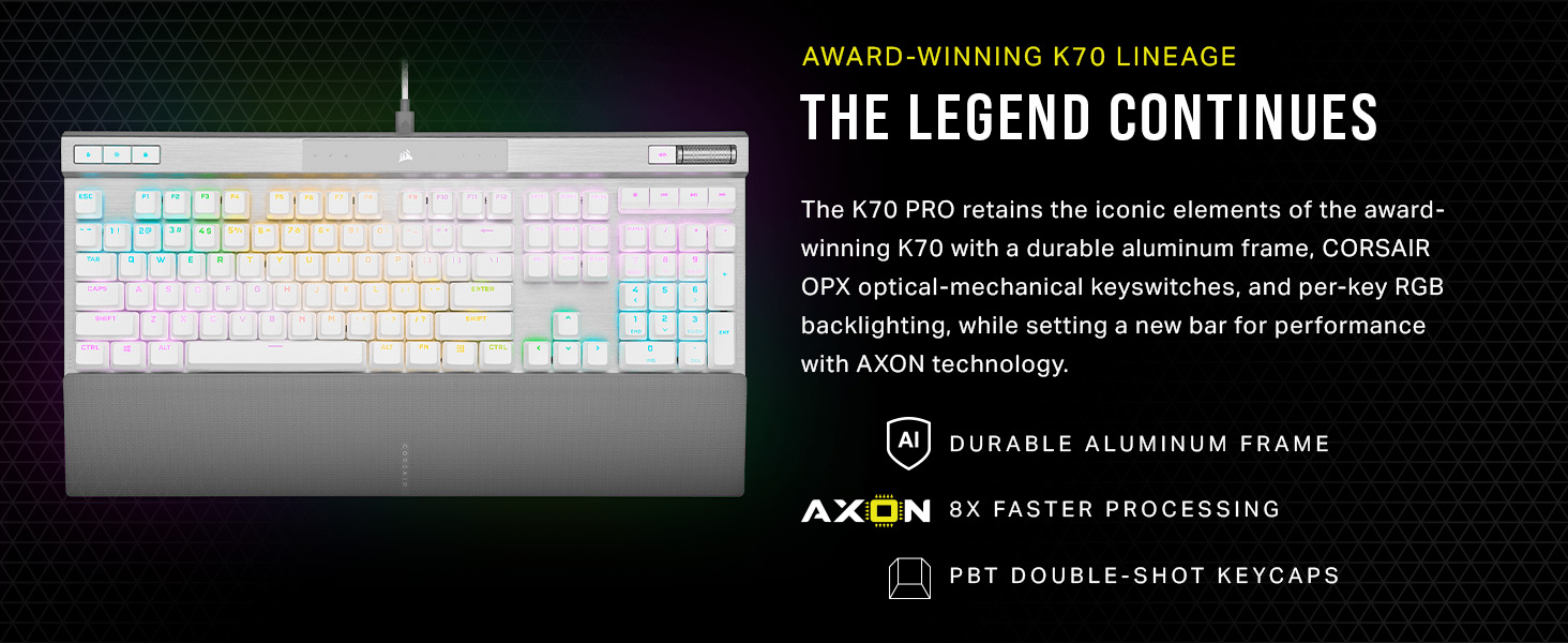 pbt keycaps, corsair optical mechanical keyboard, corsair axon, corsair opx switches