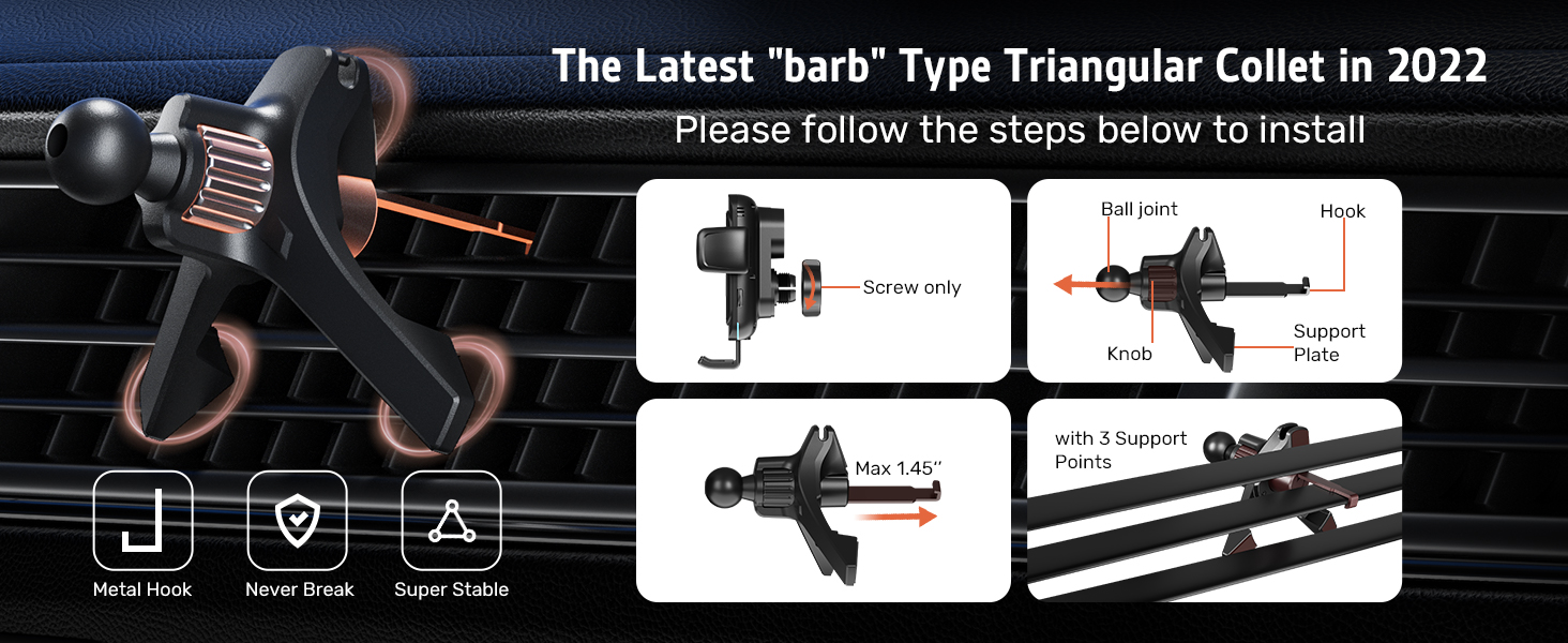 air vent car phone holder wireless charger