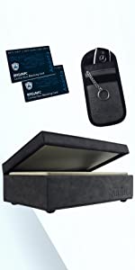 Grey Box & Pouch, 2 RFID/NFC Blocking cards