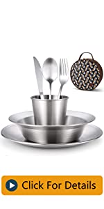 Camping Cutlery Set with Portable Pouch Case