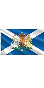 scotland flag - scottish saltire - st andrews flag with royal coat of arms