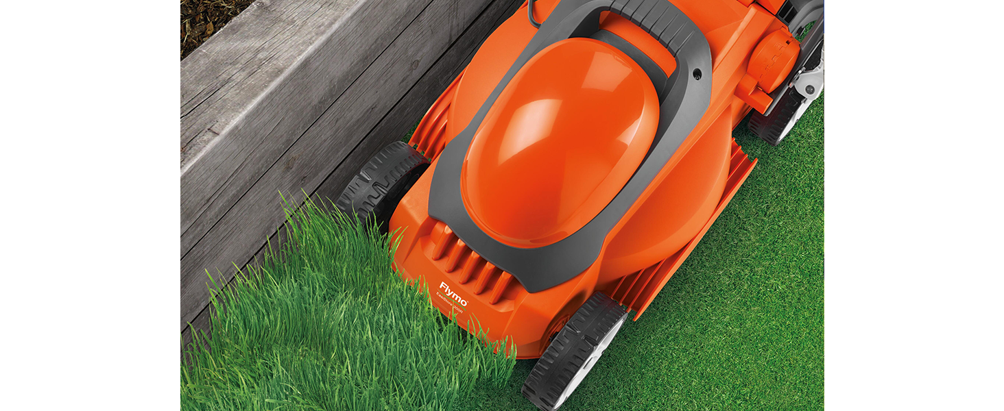 Designed to allow cutting close along borders and flowerbeds - meaning less trimming required.