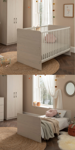 Freya Cot Bed. Comparison as baby bed and toddler bed