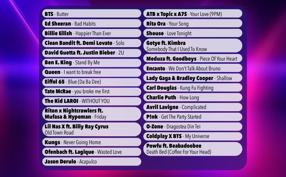 song list