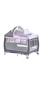 Baby Nappy Changing Table with Wheels and Storage Folding Infant Care Station Changing Unit