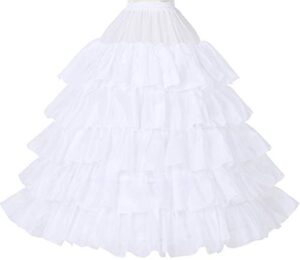 BEAUTELICATE Women's Petticoat Underskirt Full Ruffles Crinoline 50S Vintage Rockabilly Half-Slip for Wedding Bridal Dress 4 Hoops White Black Red