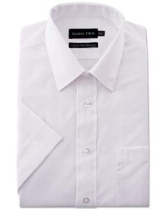 Double Two Men's White Short Sleeve Non-Iron Cotton Rich Shi