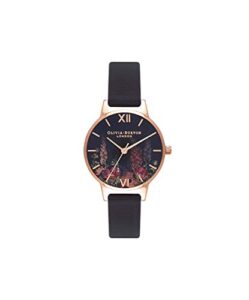 Olivia Burton Analogue Quartz Watch for Women with Black Leather Strap - OB16WG43