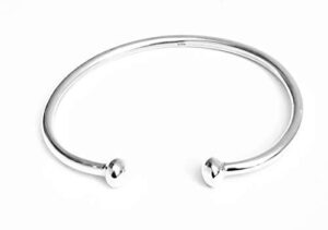 TreasureBay Women's Solid 925 Sterling Silver Bar Bangle Bracelet Torque Silver Bangle