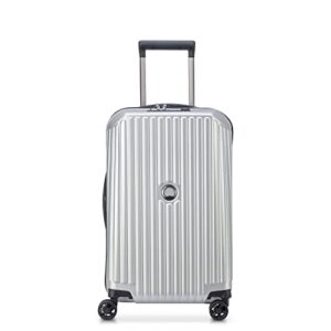DELSEY Paris - Security Zip - Extendible Rigid Cabin Suitcase - 55 x 35 x 28 cm - 48 litres - Silver