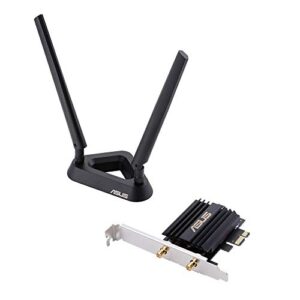 ASUS PCE-AX58BT Wi-Fi 6 (802.11AX) AX3000 Dual-Band Pcie Wi-Fi Adapter MU-MIMO 160 MHz-Gigabit Wi-Fi (2402 Mbps) Bluetooth 5 External Antenna Base Dual Band 2.4G and 5G