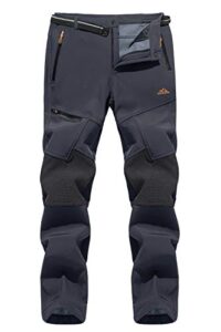 MAGCOMSEN Men's Water Resistant Fleece Lining Winter Trousers Warm Outdoor Workwear Hiking Skiing Pants with Mulit Zip Pockets