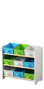 Children's shelf, shelf, children's room, tidy, tidy, white, boys, girls, fabric boxes.