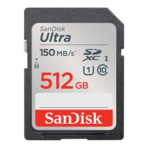 SanDisk 512GB Ultra SDXC card up to 150 MB/s with A1 App Performance UHS-I Class 10 U1
