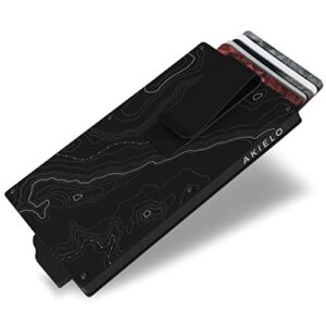 AKIELO RFID Blocking Card Holder with Money Clip and Gift Box – Minimalist Mens Card Wallet and Contactless Credit Card Protector (Alpha Collection)