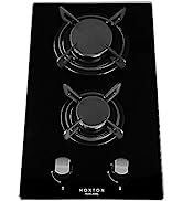NOXTON Built-in 30cm 2 Burner Gas Hob Domino Black Glass Cooker with LPG Kit &FFD [Energy Class A+]