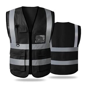 Hi Vis Vests for Women Men High Visibility Reflective Safety Security Vest with Pockets Zipper Front Meets ANSI/ISEA Standards