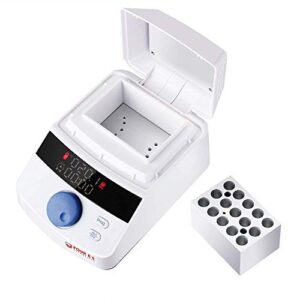 FOUR E'S Mini Digital Dry Bath Incubator with Lid Timer 5 Programs RT +5 to 100°C Temperature Control Various Applications with Interchangeable Heating Blocks 15 x 1.5ml (TC05-B)