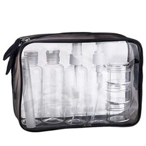 MOCOCITO Toiletry Bag Women & Men | Clear Toiletry Bag |Toiletry Bag Set with 8 Bottles(max.3.4oz/100ml) 1 Flight Security Liquid Bag(20cm x 20cm) Approved by EU & UK Hand Luggage Regulations