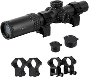 FOCUHUNTER Rifle Scope 1-6X24 Tactical Scopes Second Focal Plane SFP Fully Multi-Coated Aluminum Shockproof with Free 20mm Picatinny &11mm Dovetail Rings for Hunting