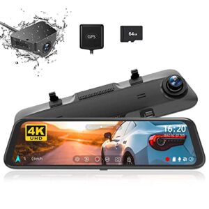 WOLFBOX G850 4K Mirror Dash Cam: 12'' Rear View Car Camera
