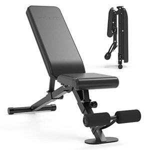 leikefitness Adjustable Weight Bench Foldable Workout Exercise Bench with Automatic Lock for Upright Incline Decline and Flat Full Body Exercise GM58101(BLACK)