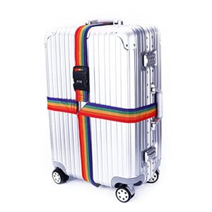 FEimaX Luggage Strap for Suitcases Adjustable Travel Packing Belt Cross Security Straps with Combination Lock and Buckle Closure